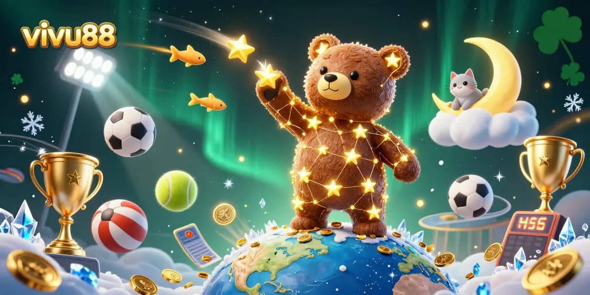 Experience thrilling sports betting action at vivu88, featuring dynamic 3D characters and vibrant casino elements.