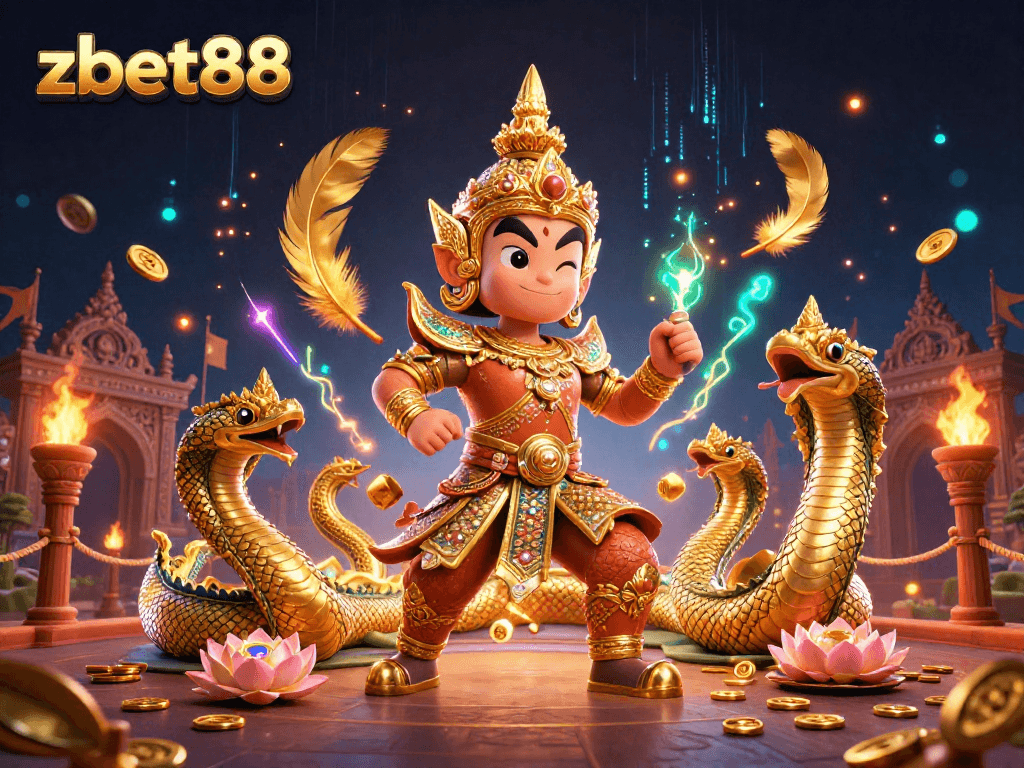 ZBET88 offers thrilling online gaming with vibrant characters and casino elements in a dynamic atmosphere.
