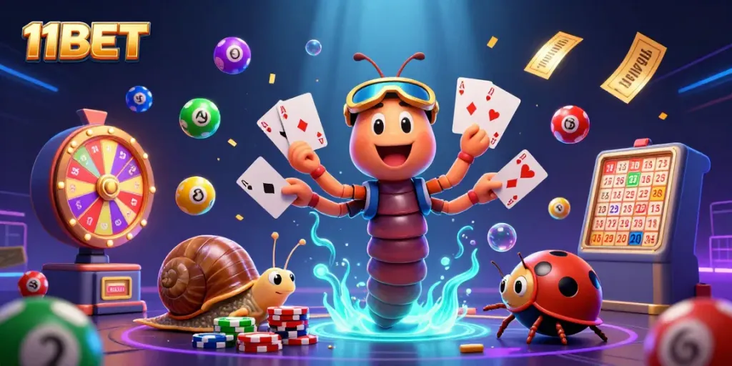 Experience thrilling casino gameplay with 11BET's engaging characters and vibrant game elements!