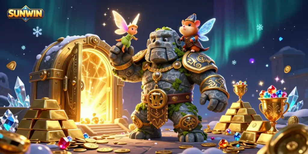 SUNWIN brings thrilling online gaming with magical golem and fairy in a treasure-filled world.