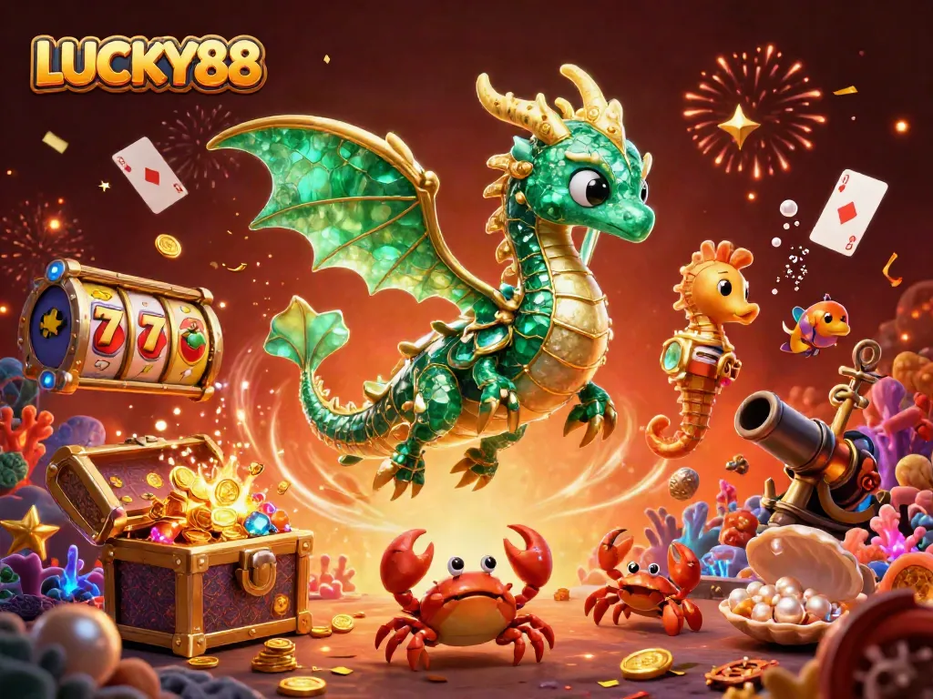Spin the reels in the LUCKY88 slot game, featuring vibrant elements and exciting treasures.