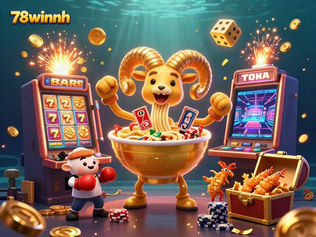 Engage with vibrant 78winnh characters in an animated casino jackpot scene full of excitement.