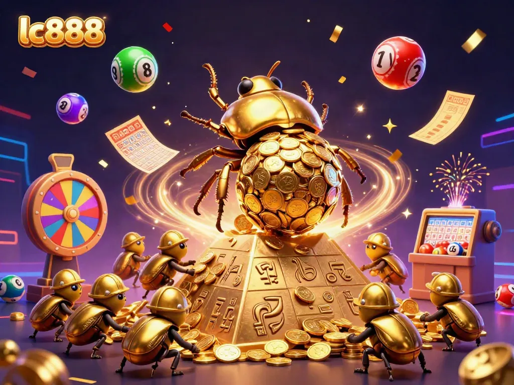 Experience the vibrant excitement of lc888's online casino with golden coins and dynamic game elements.