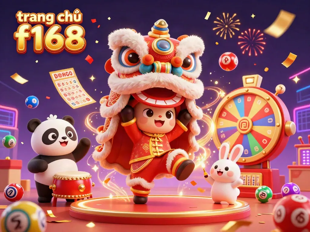 Engage with vibrant visuals at trang chủ f168 featuring interactive lottery elements and celebratory characters.