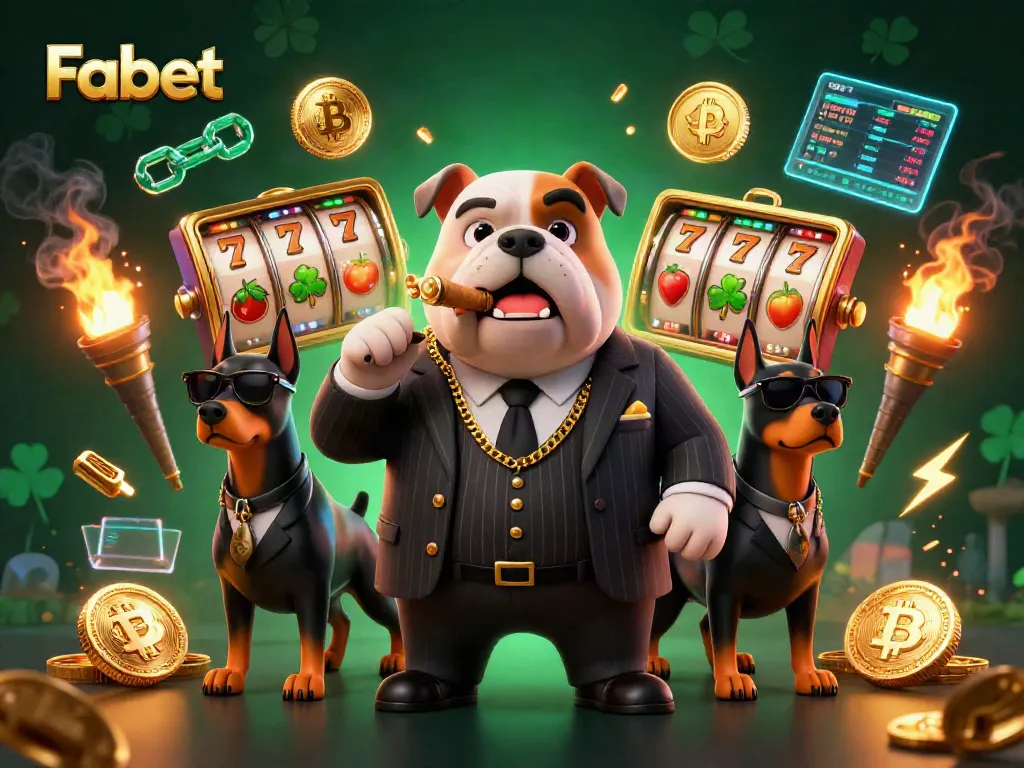 Experience thrilling gameplay with Fabet's elite casino action featuring a mafia bulldog and dynamic slot machines.
