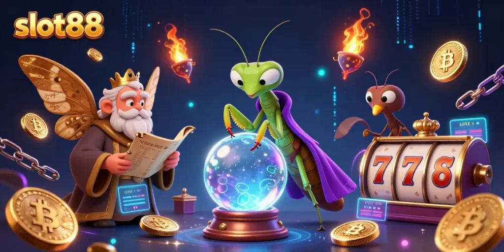Engage with slot88's virtual casino world featuring immersive characters and vibrant gaming elements.
