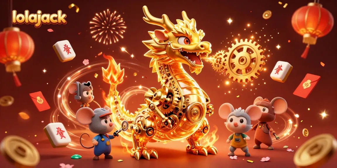 Engage with lolajack in an epic 3D casino fantasy featuring a dragon amidst lively game elements.