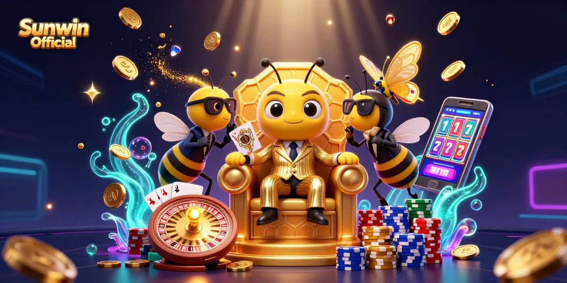 Experience the excitement of Sunwin Official with a vibrant 3D casino scene filled with action and rewards.