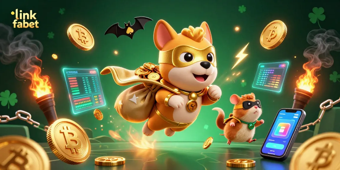 Experience link fabet with a superhero dog and hamster amidst vibrant casino elements.