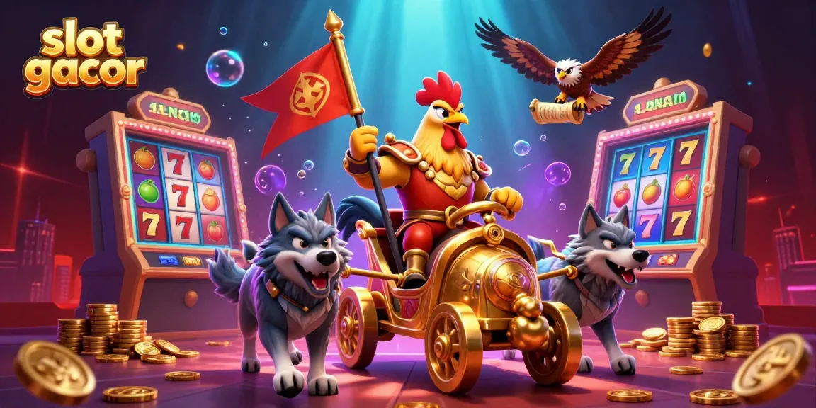 Engage with the thrilling game landscape featuring slot gacor elements in an exciting casino scene.